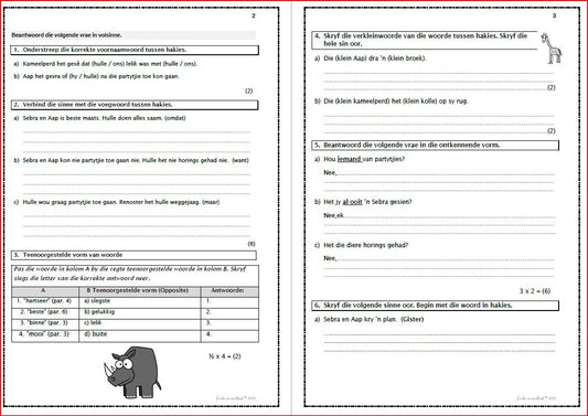 AFRIKAANS EAT OEFENVRAESTELLE KW 4 GR 4
