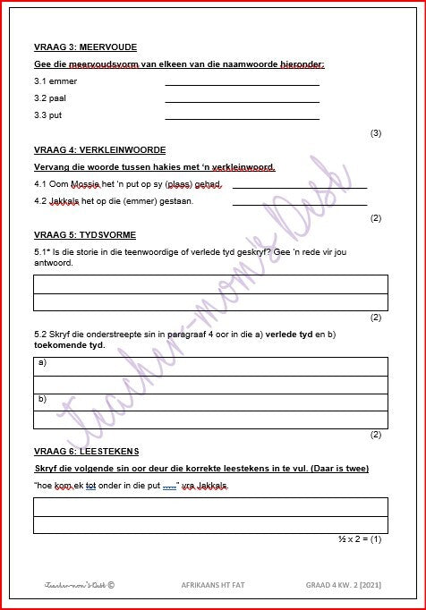 AFRIKAANS HT FAT GR 4 KWARTAAL 2