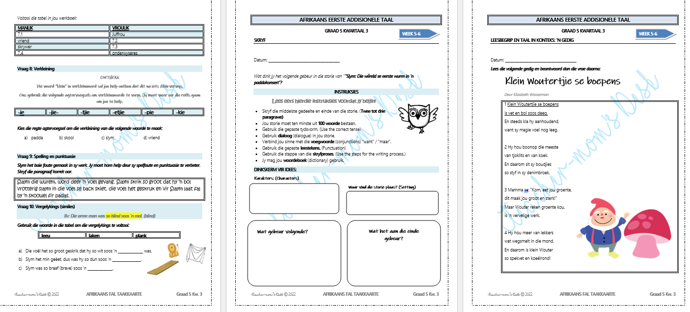 AFRIKAANS EAT WERKBOEK KW 3 GRAAD 5