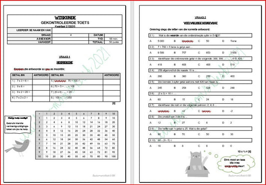WISKUNDE FAT TOETS GR 4 KW 2