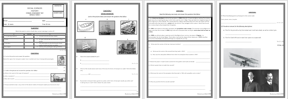 SOCIAL SCIENCES FAT TESTS GR 4 TERM 3
