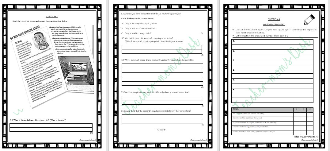 ENGLISH HL FAT: Response to texts Gr 4 Term 4