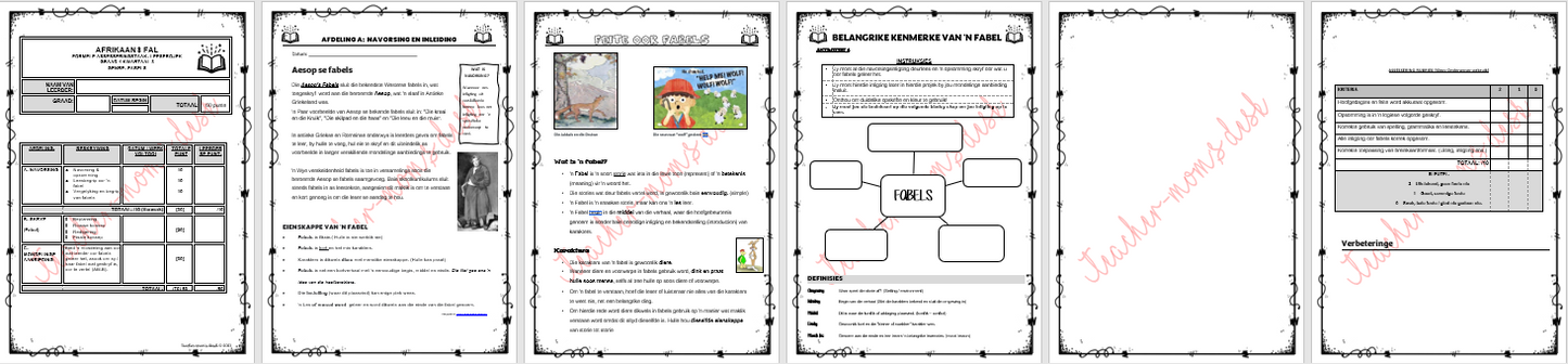 AFRIKAANS FAL READING PROJECT: FABLES GR 4/5 TERM 3