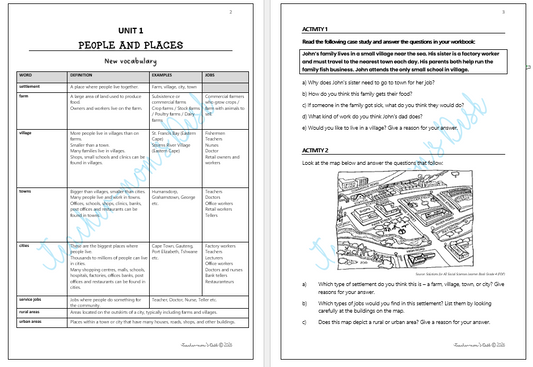 SS GEOGRAPHY SUMMARY NOTES AND WORKSHEETS GR 4 TERM 1 (Updated)
