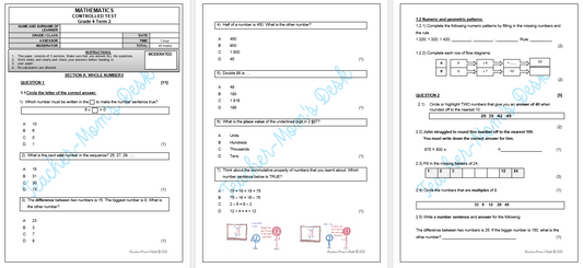 MATHS FAT CONTROLLED TEST GR 4 TERM 2