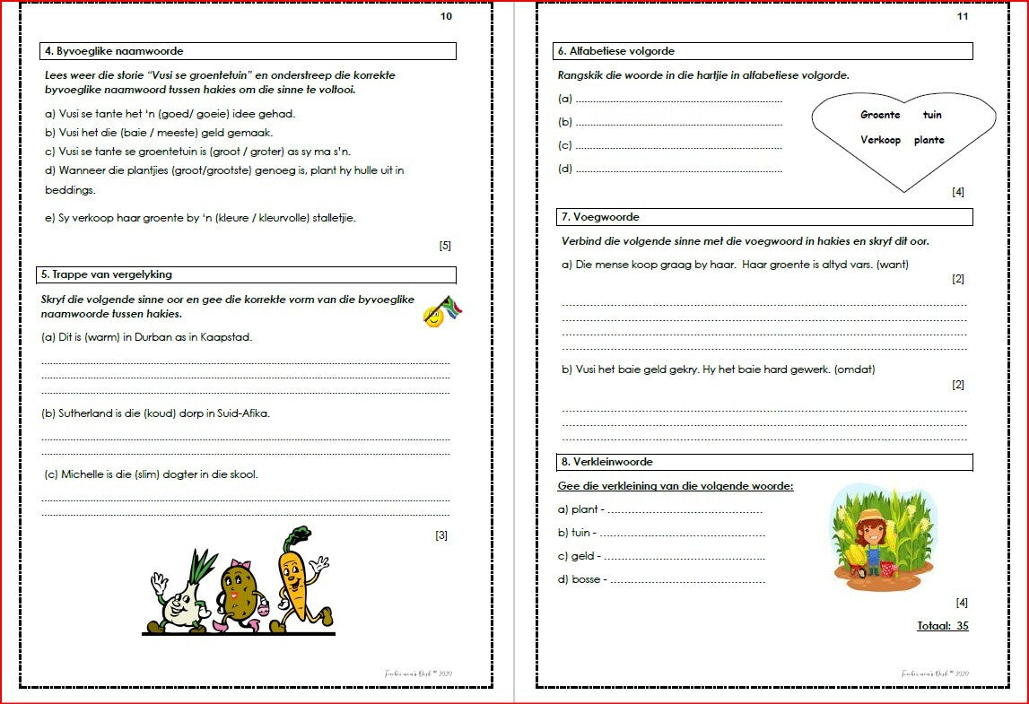 AFRIKAANS EAT OEFENVRAESTELLE KW 4 GR 4
