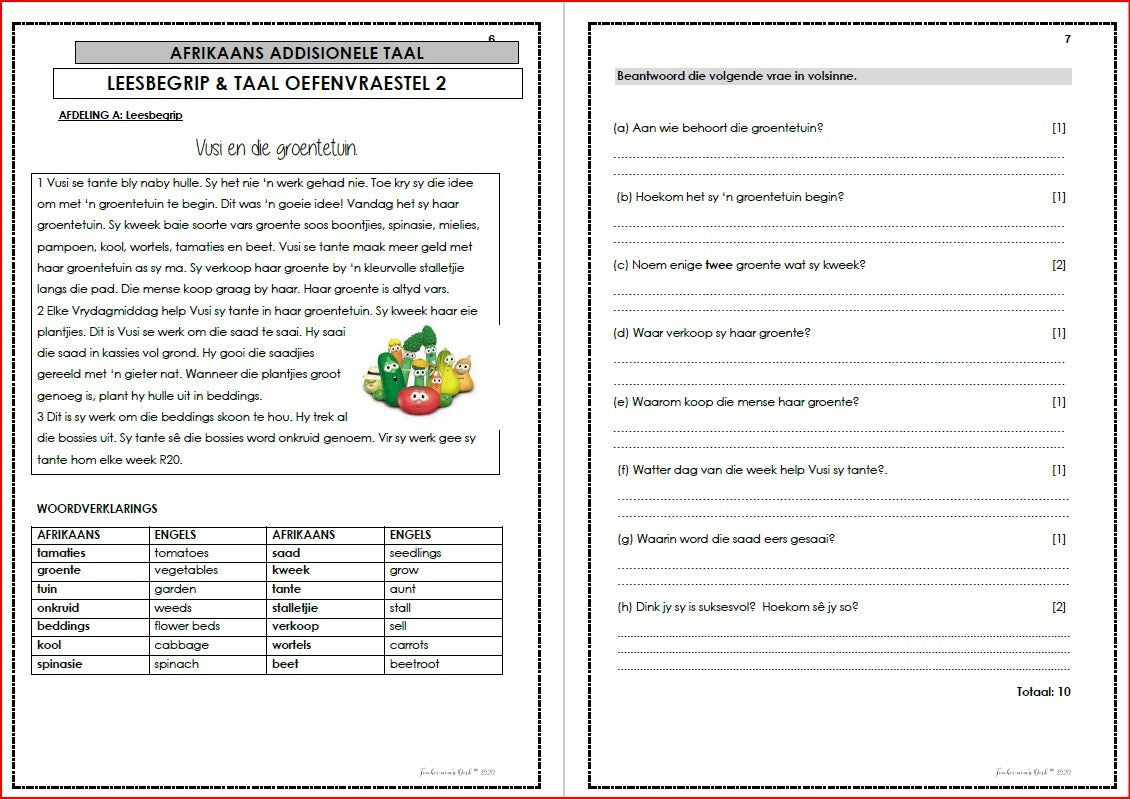 AFRIKAANS EAT OEFENVRAESTELLE KW 4 GR 4