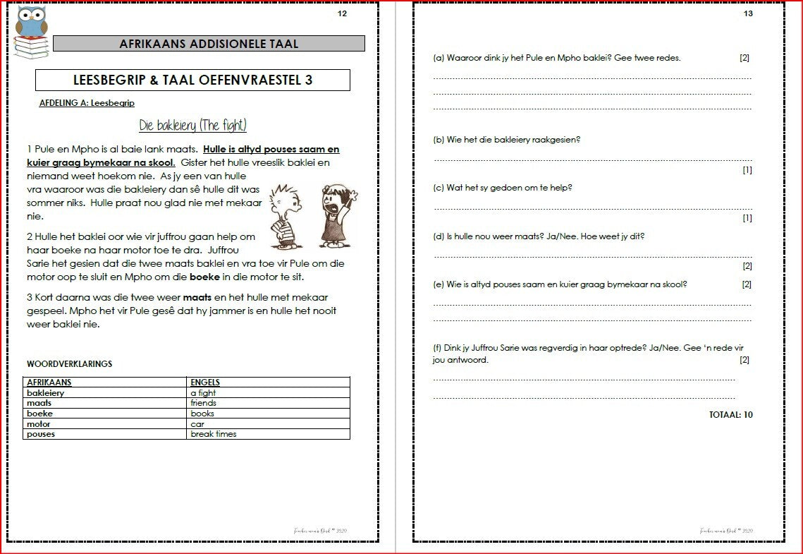 AFRIKAANS EAT OEFENVRAESTELLE KW 4 GR 4