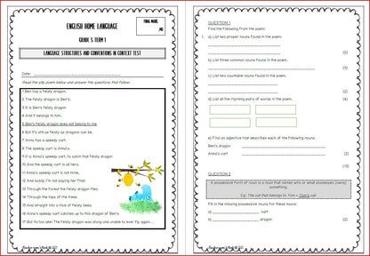 ENG HL BASELINE ASSESSMENT (Grade 5) Term 1