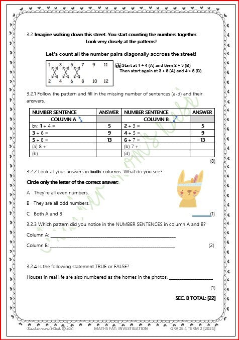 MATHEMATICS FAT: Investigation GR 4 TERM 2
