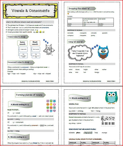 ENGLISH FAL SPELLING BOOKLET & ACTIVITIES TERM 1-3 GRADE 4