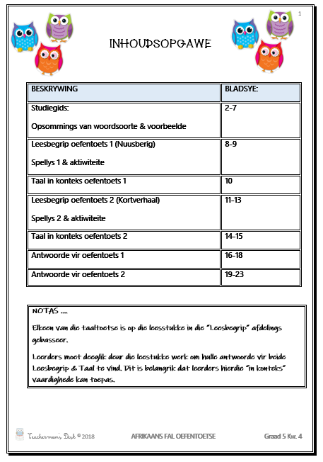 AFRIKAANS EAT/FAL OEFENTOETSE & STUDIEGIDS GR 5