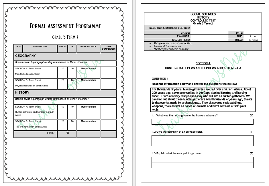 SS HISTORY FAT GRADE 5 TERM 2 [2022]