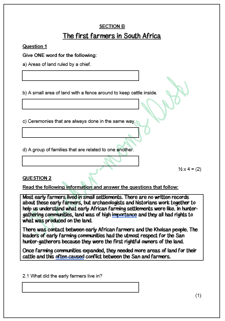 SS HISTORY FAT GRADE 5 TERM 2 [2022]