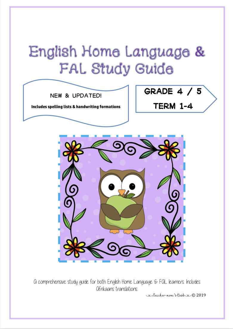 English HL / FAL Study guide & Spelling lists Gr 4-5