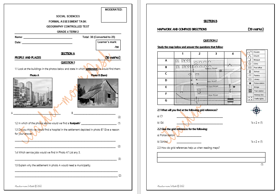 SS GEOGRAPHY CONTROLLED TEST GR 4 TERM 2 [2022]