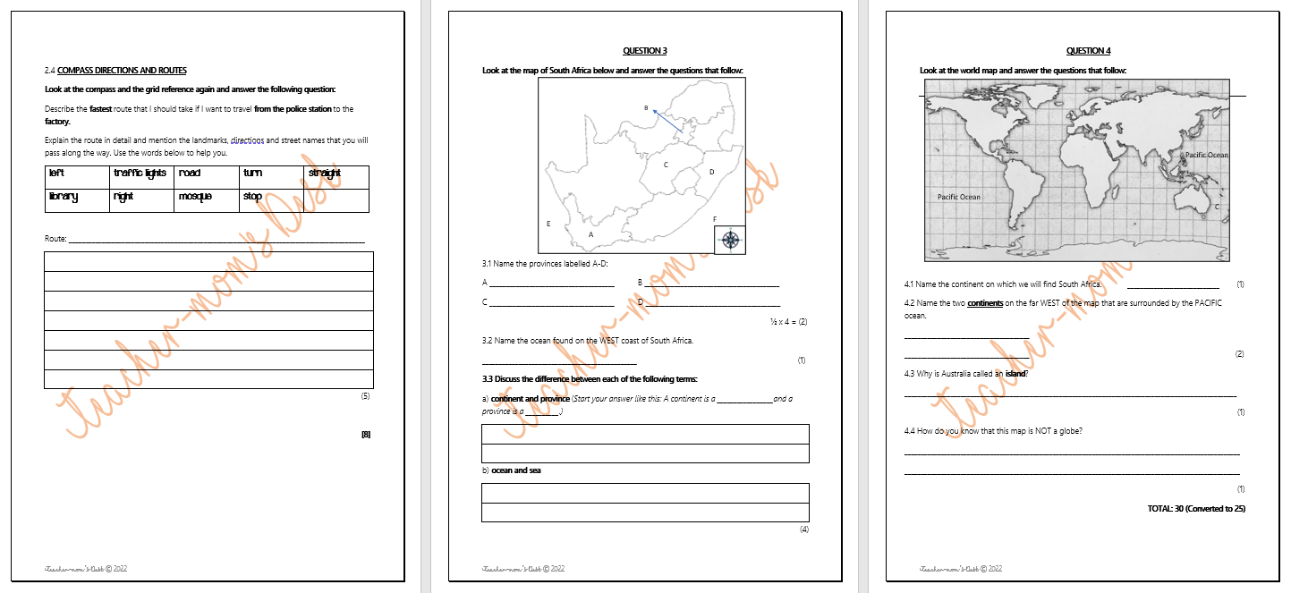 SS GEOGRAPHY CONTROLLED TEST GR 4 TERM 2 [2022]