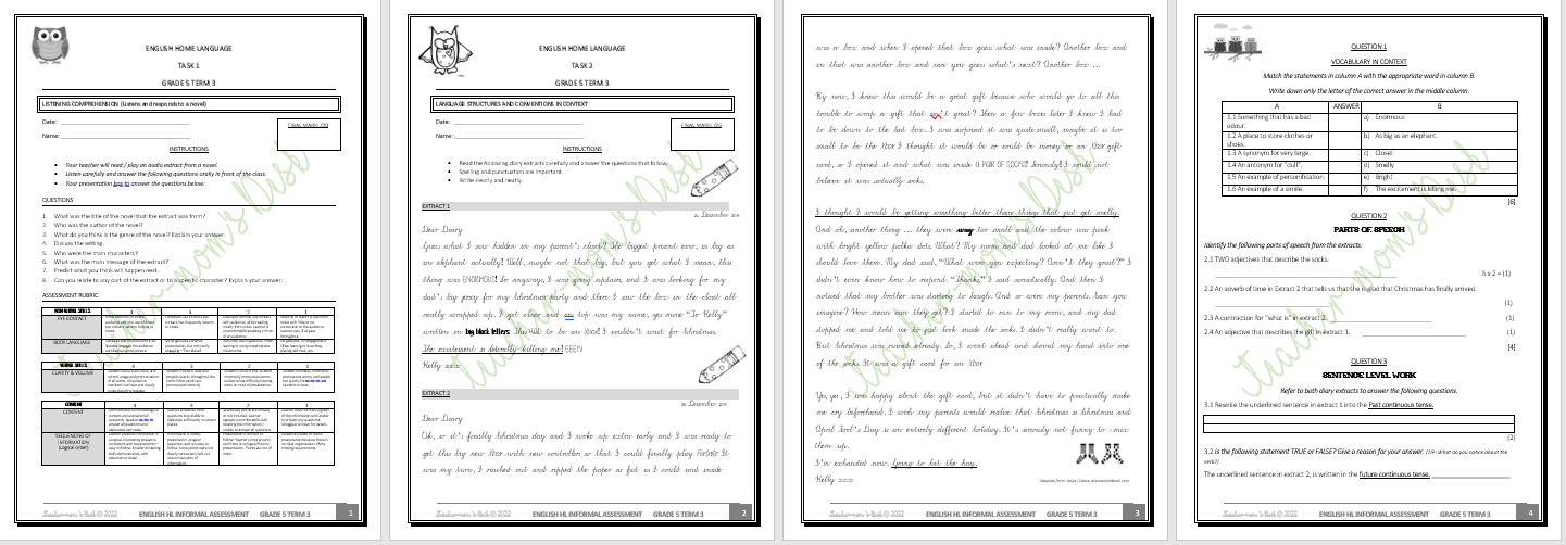 ENG HL WORKBOOK / REVISION TESTS GR 5 TERM 3 2022