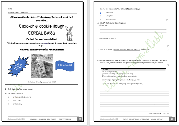 ENG HL WORKBOOK / REVISION TESTS GR 5 TERM 3 2022