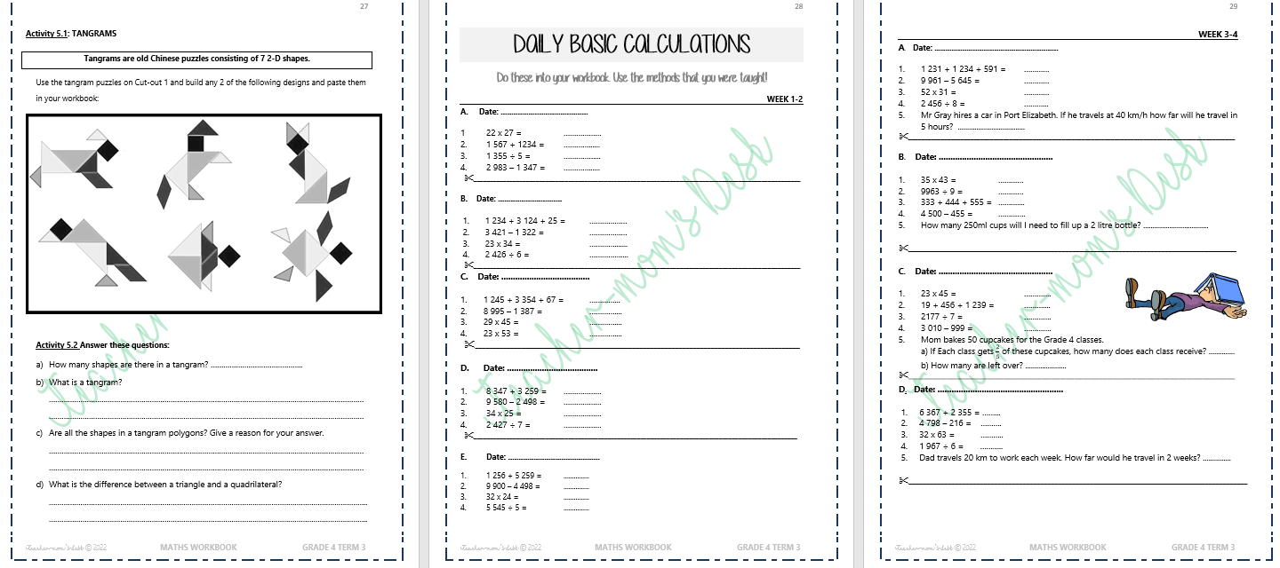 MATHS WORKBOOK GR 4 TERM 3 [2022]