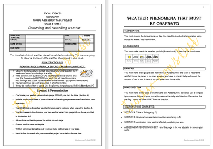 SOCIAL SCIENCES GEOGRAPHY FAT PROJECT GR 5 TERM 3 2022