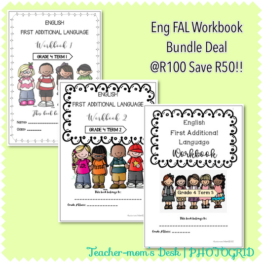 Eng FAL / HL Workbook Bundle Gr 4 Term 1-3