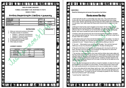ENGLISH HOME LANGUAGE FAT: Response to texts Grade 6 Term 4