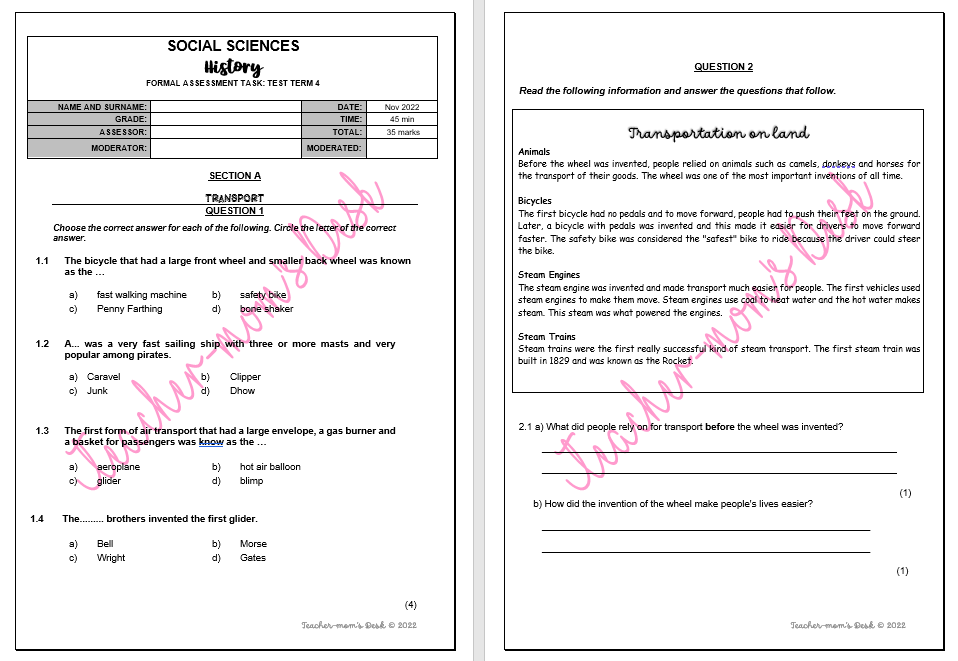 SOCIAL SCIENCES GEOG & HISTORY FAT GR 4 TERM 4