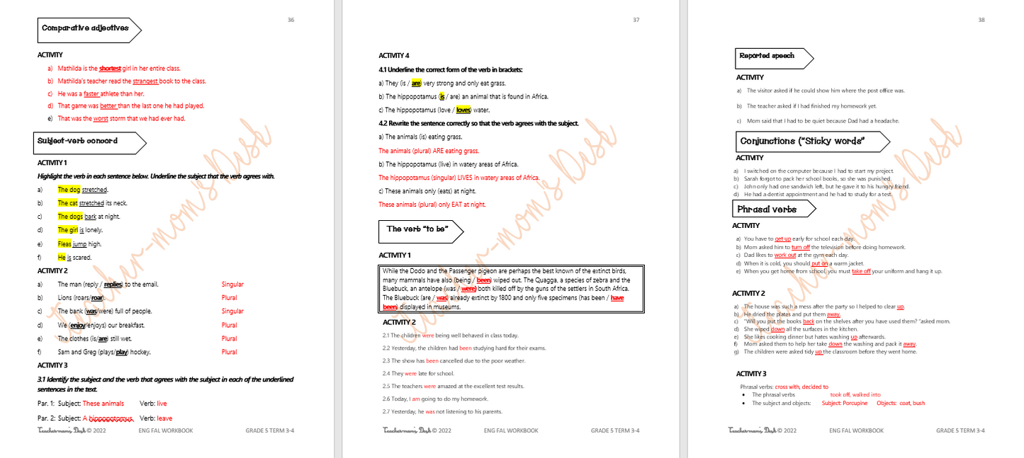 ENGLISH FAL LANGUAGE WORKBOOK & STUDY GUIDE GR 5 TERM 4