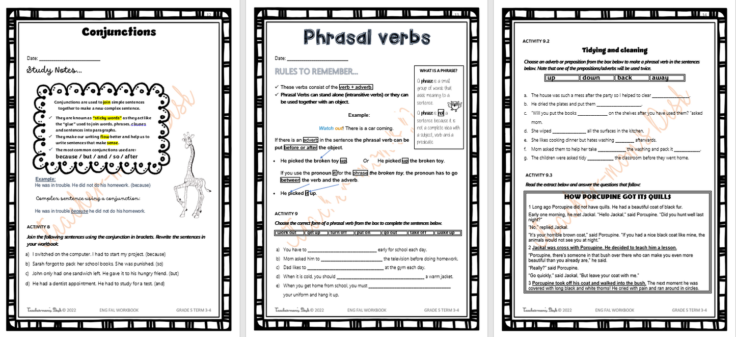 ENGLISH FAL LANGUAGE WORKBOOK & STUDY GUIDE GR 5 TERM 4