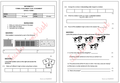 MATHS FAT: ASSIGNMENT GR 4 TERM 1 [2023]