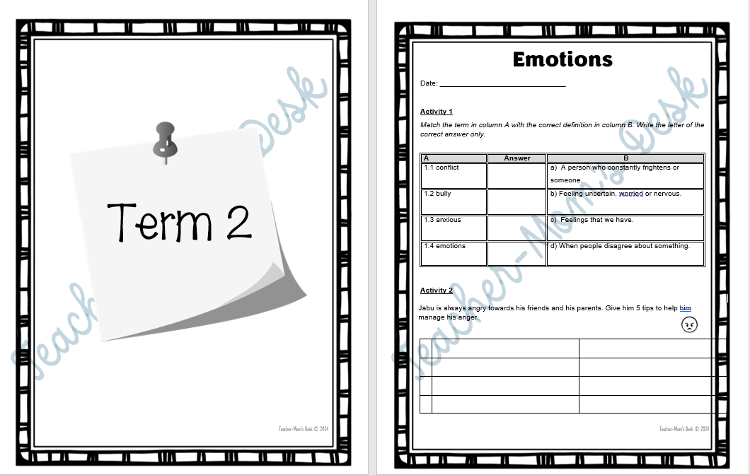 LIFE SKILLS PSW WORKSHEETS TERM 2-4 GR 4 – Teacher-mom's Desk