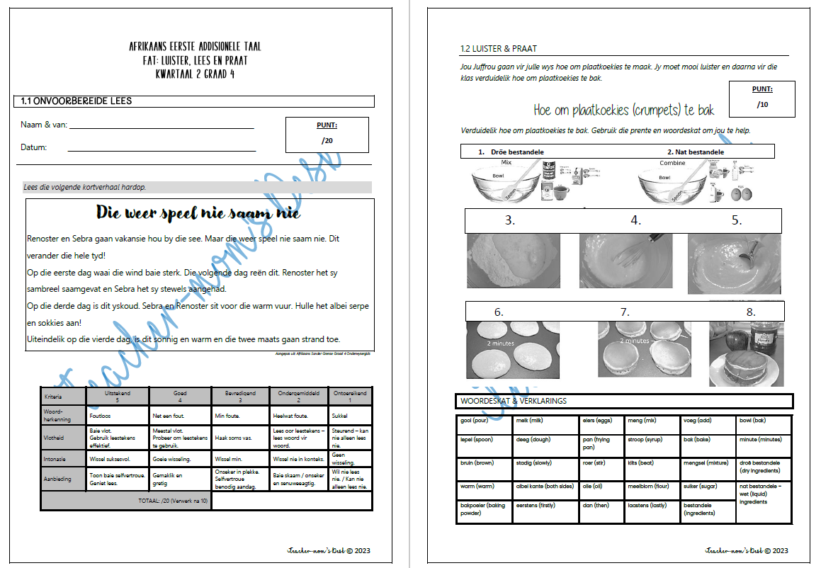 AFRIKAANS FAL RESPONS OP TEKSTE FAT GR 4 KW 2 [2023]