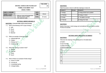 NATURAL SCIENCES & TECHNOLOGY FAT TASKS GR 4 TERM 3 2025